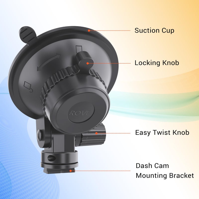 ROVE Suction Cup Mount for R2-4K, R2-4K PRO and R2-4K Dual Dash Camera Models - Image 4